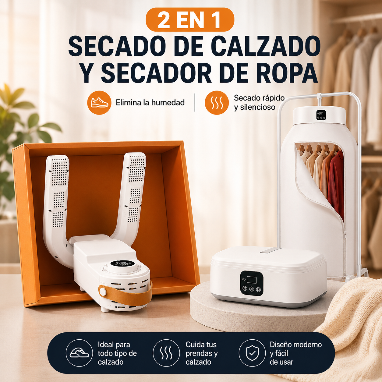 Kit de Secado 2 en 1 para Ropa y Calzado