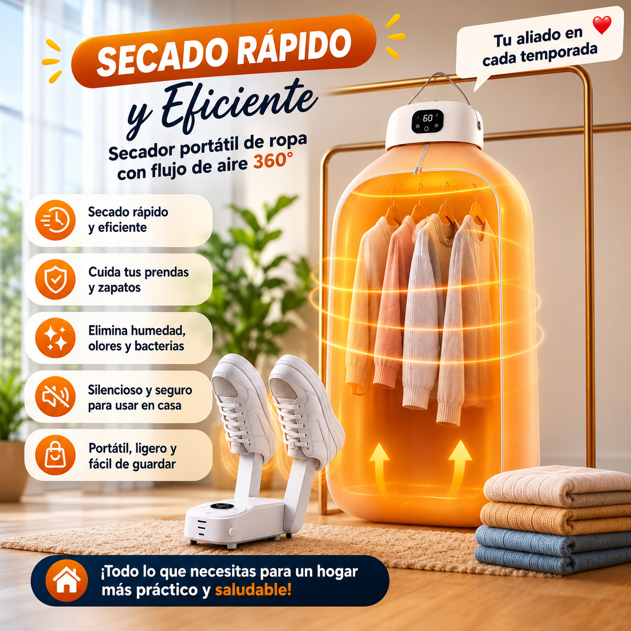 Kit de Secado 2 en 1 para Ropa y Calzado
